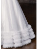 Beaded White Lace Tulle V Back Chic Flower Girl Dress